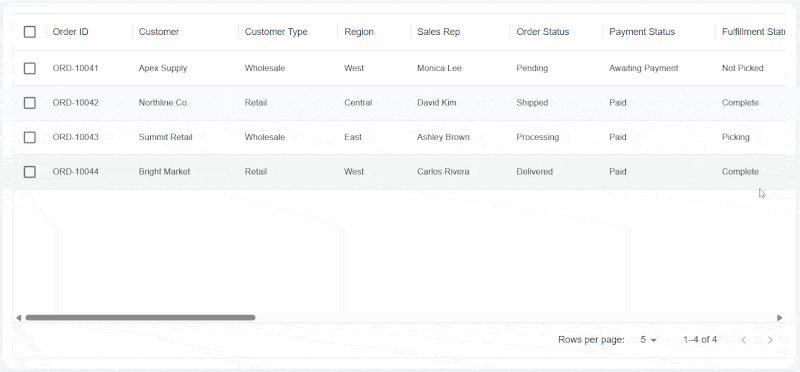 JavaScript Data Table