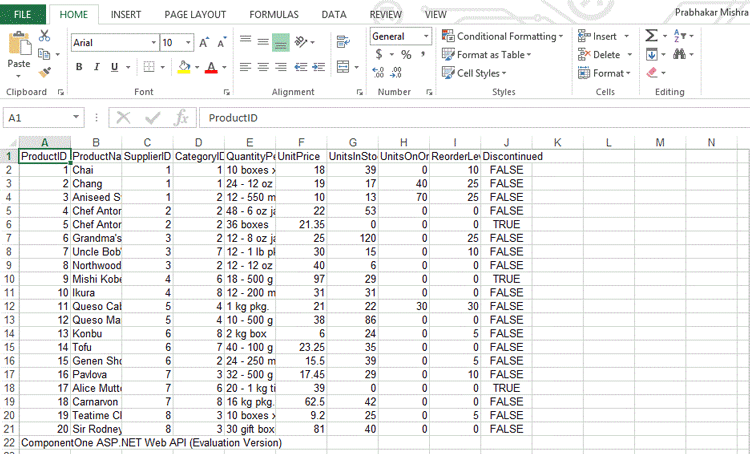 XLSX from XML JSON in C#