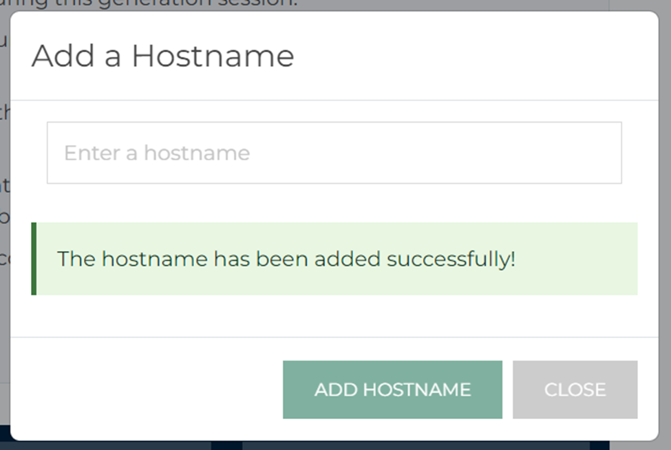 Hostname Successfully Added Screenshot