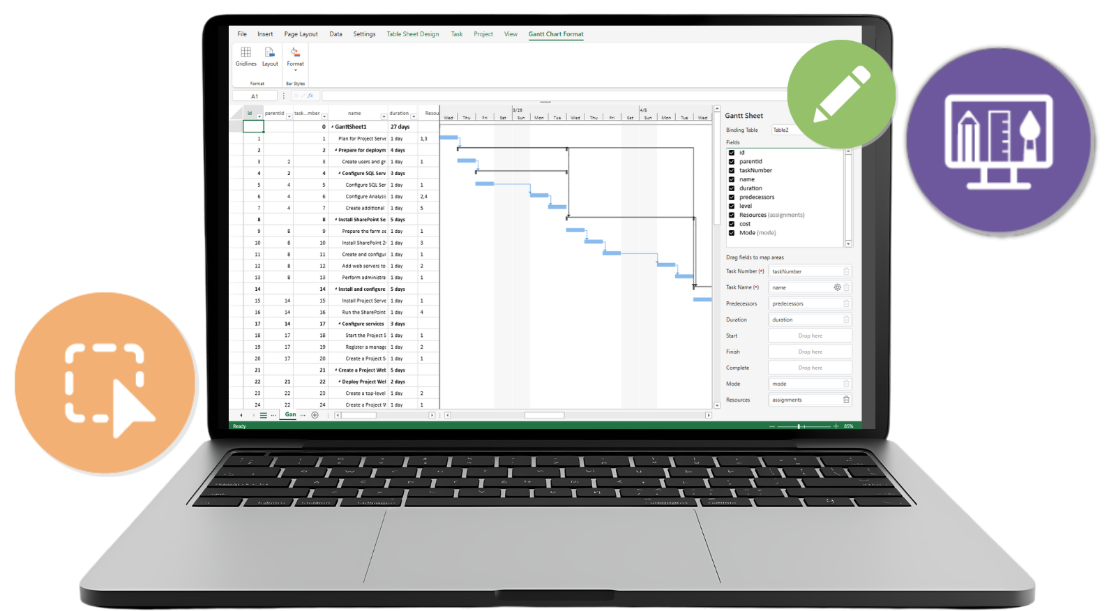 Easily Configure JavaScript Gantt Charts with the a Familiar Spreadsheet Experience