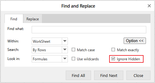 Support for Searching Invisible Ranges