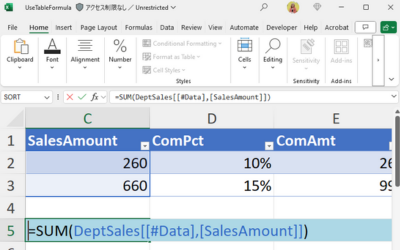 Set Table Formulas using a C# Excel API