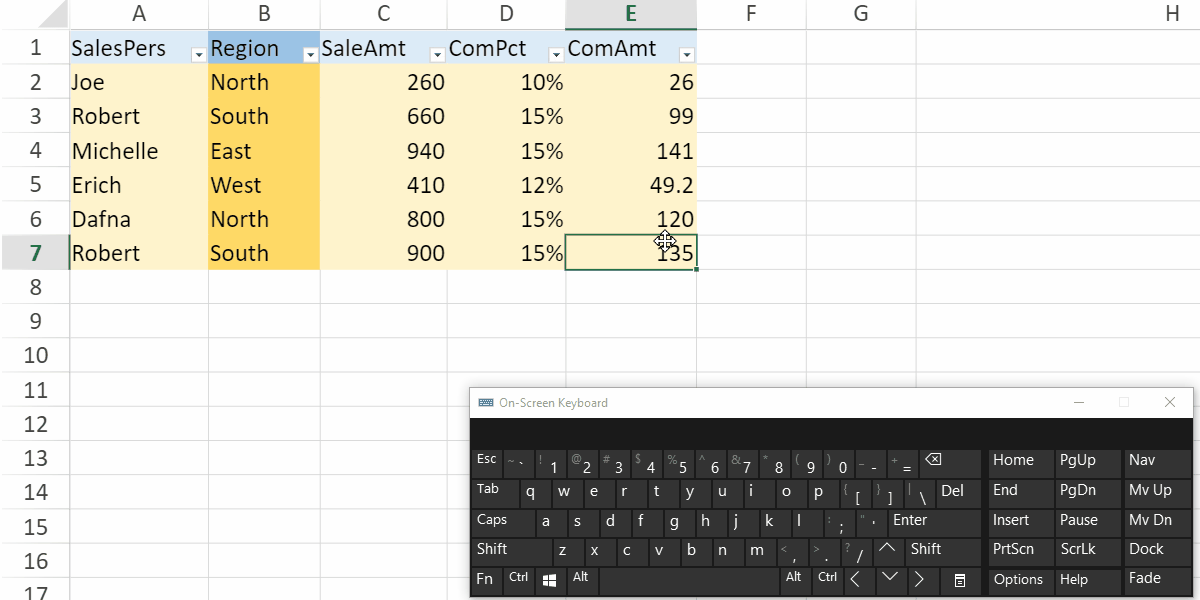 Custom Excel Table Style expanded to next row in JS Spreadsheet component