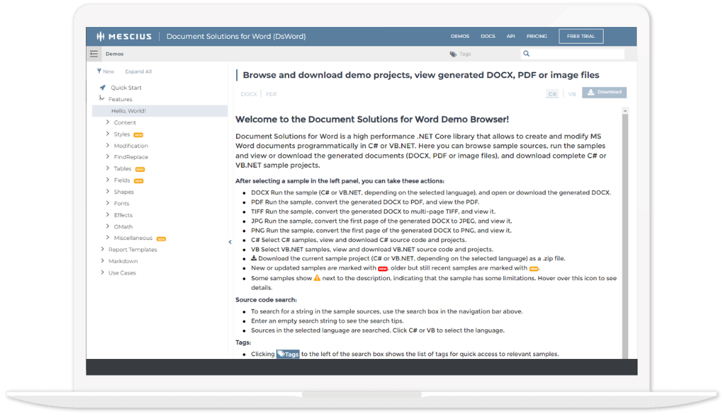 Document Solutions for Word Demos