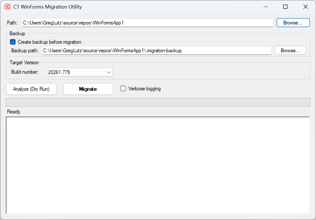 ComponentOne WinForms Migration Utility
