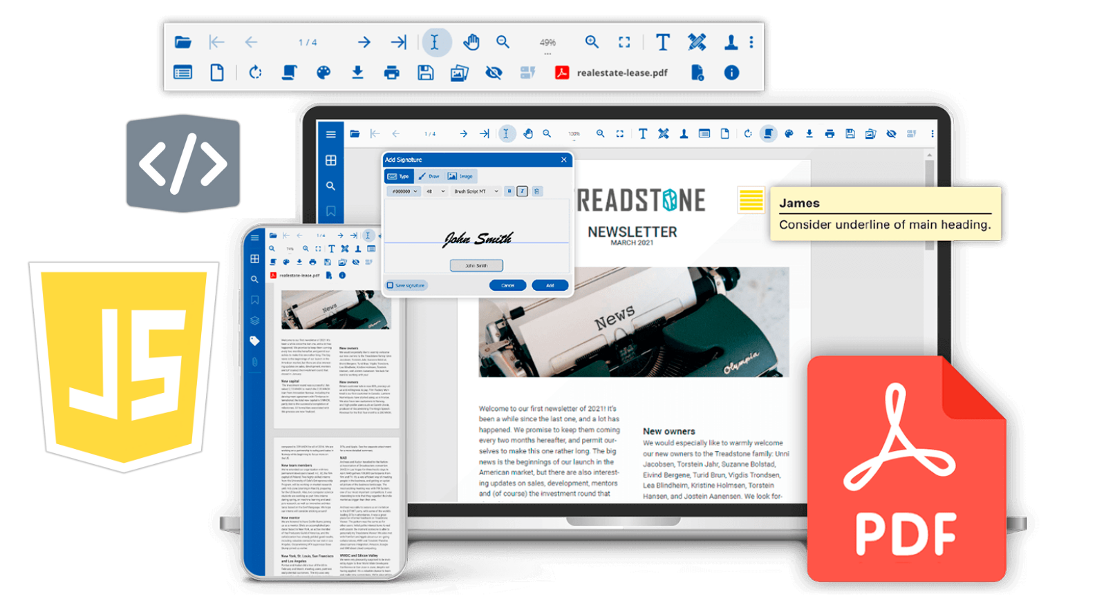 JavaScript PDF Viewer and optional editor | Developer Solution