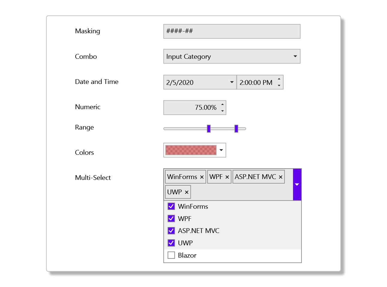 .NET Input Controls