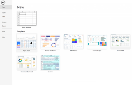 Pre-Defined Workbook Templates