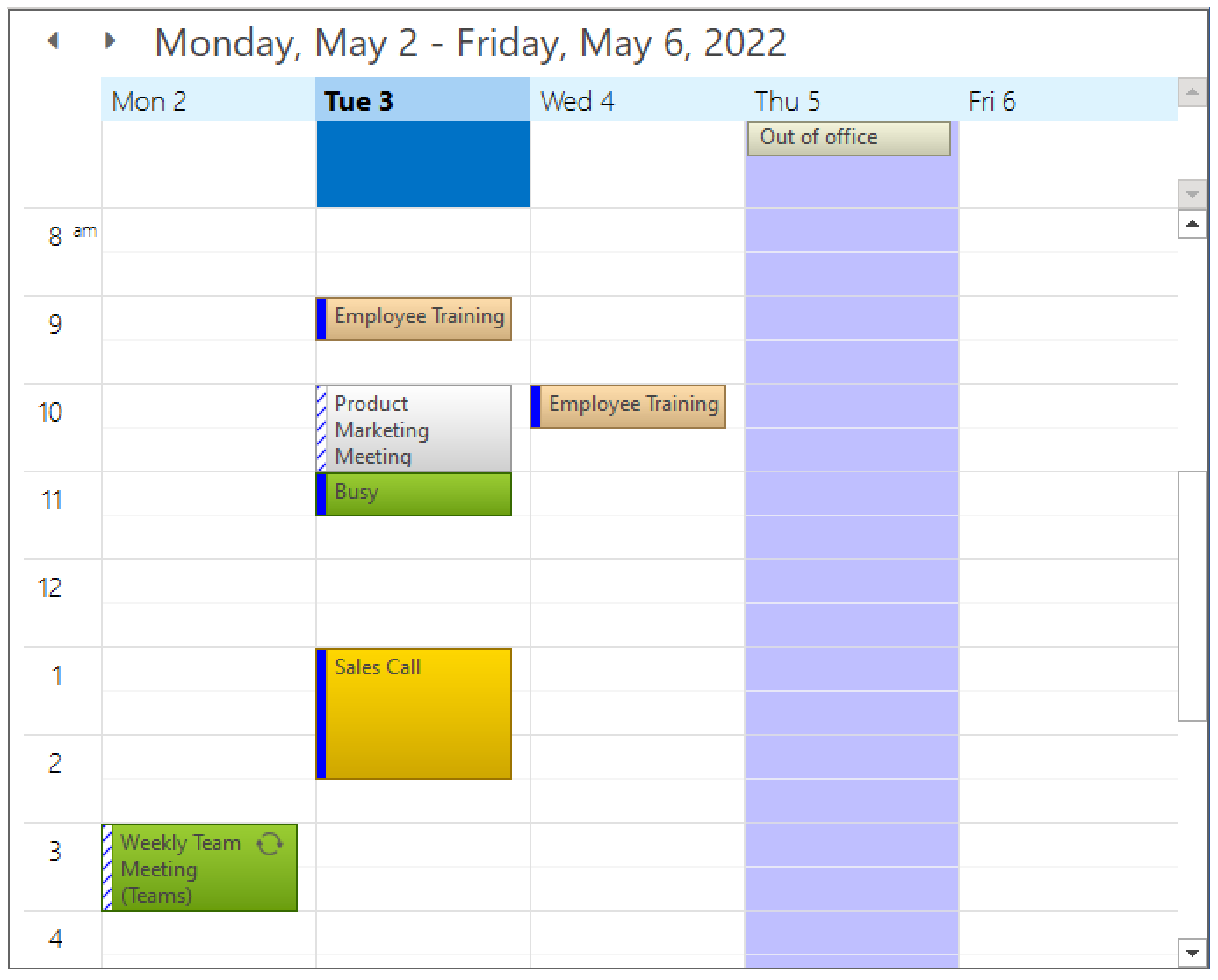 WinForms Scheduler Work Week View