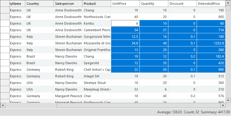 WinForms DataGrid Cell Selection