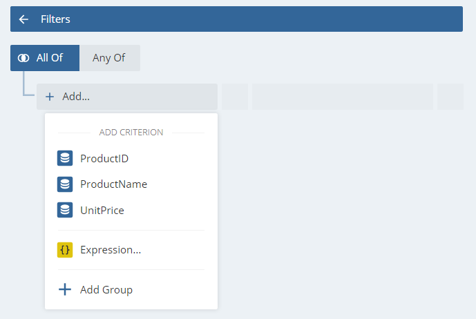 Add one or more filter conditions