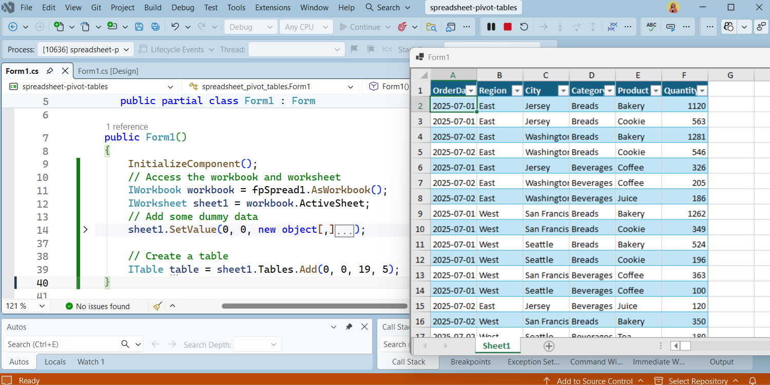 Adding .NET WinForms Pivot Table Sample Data