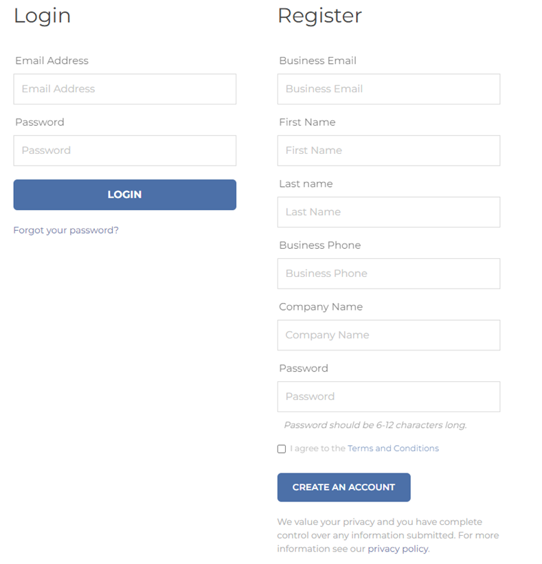 Screen Shot of the Login Form