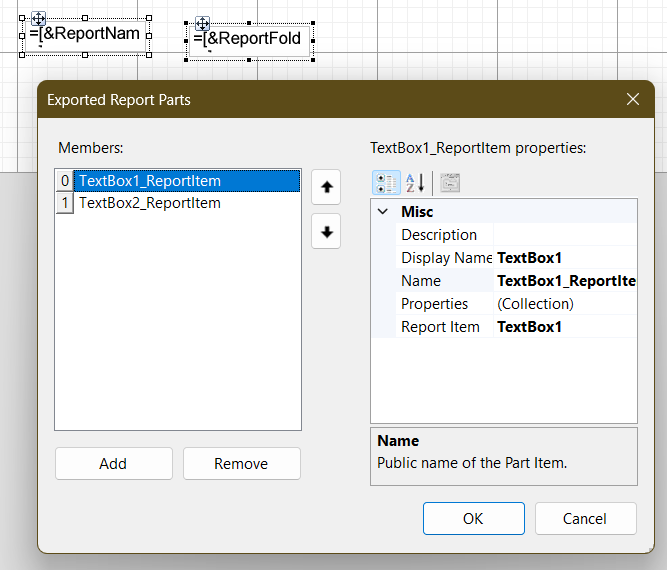 Exported Report Parts