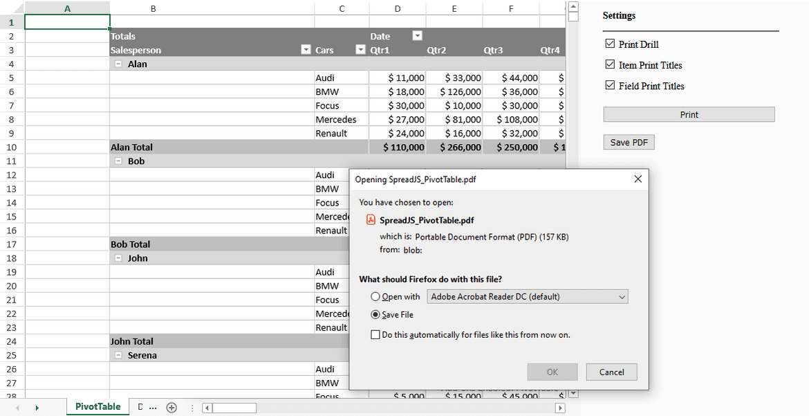 JavaScript PivotTable for Tax Information