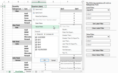 Add JavaScript Pivot Table Filters to Web Apps