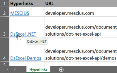 Add Hyperlinks to Excel Files using C# Excel API