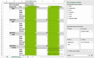 Set Pivot Table Style using JS