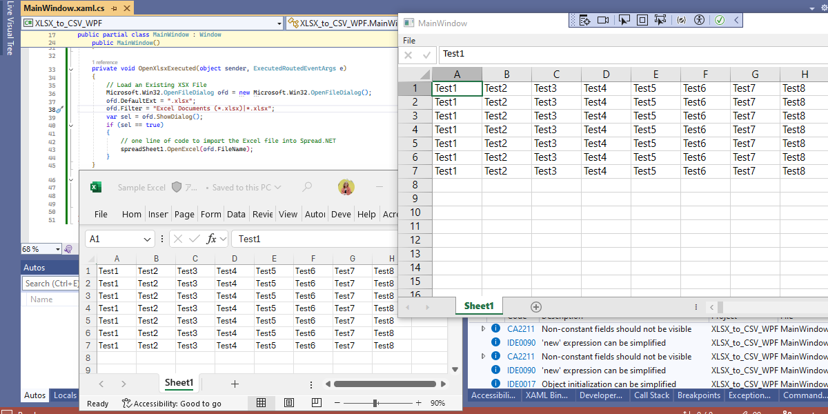 Load an Excel (.xslx) File into a .NET WPF Application