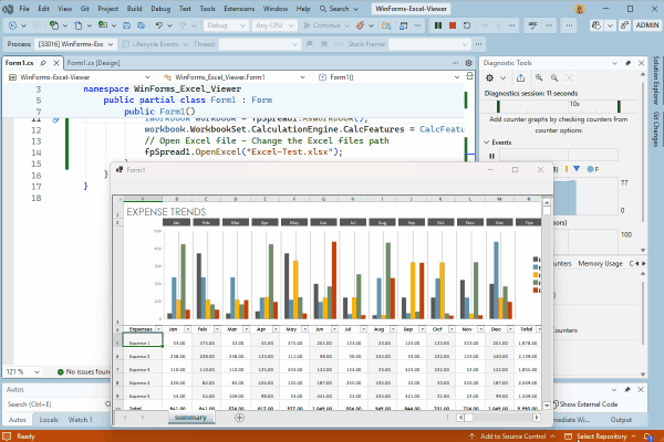 Unprotected WinForms Spreadsheet