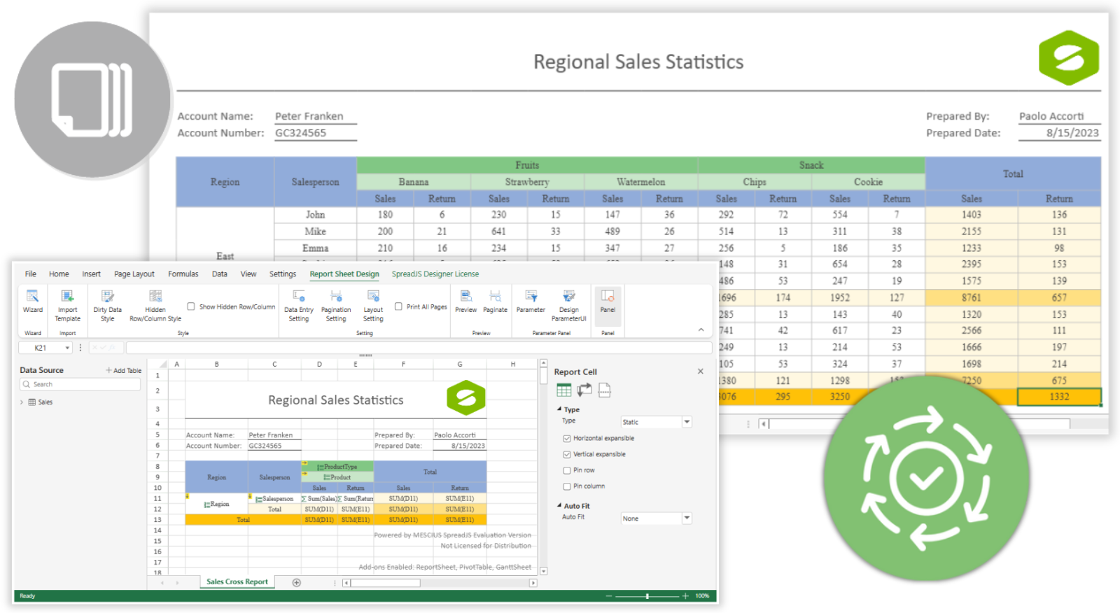 Enable the Creation of Consistent Professional Reports using a JavaScript Spreadsheet Control