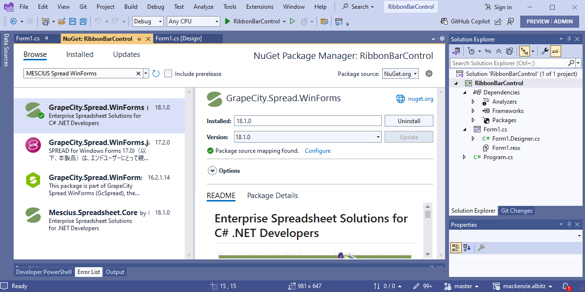 .NET Spreadsheet Component - NuGet Package Manager Install