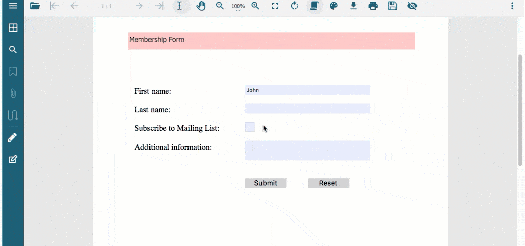 Điền và gửi biểu mẫu PDF