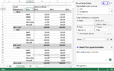AI Pivot Table Generation UI for JS Enterprise Applications