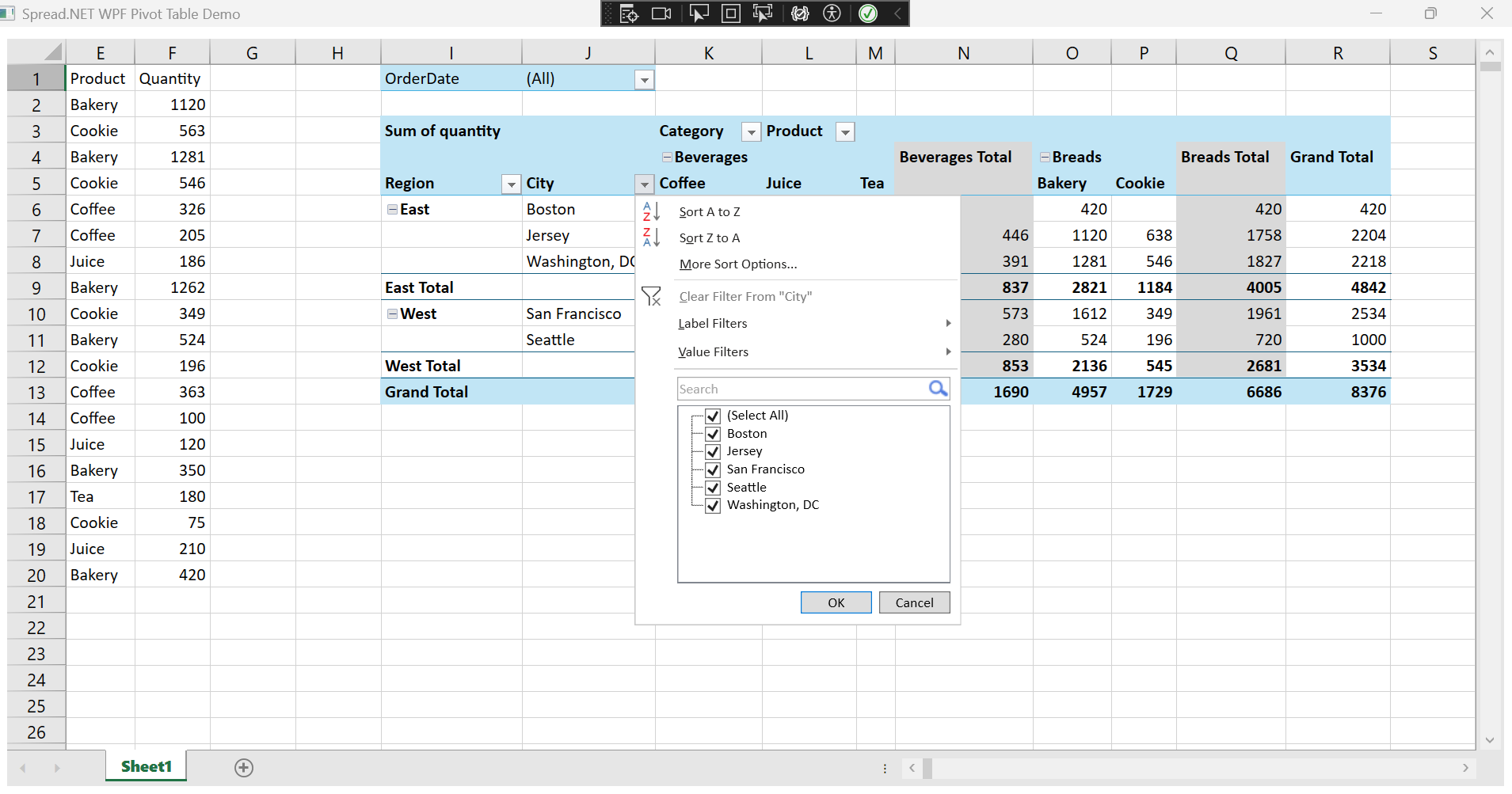 WPF Pivot Table Application UI | Developer Tutorial Sample | .NET 8+