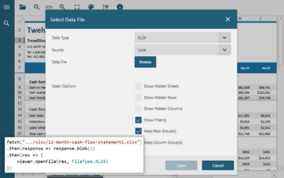 Open and view Excel (.xlsx) files JavaScript web apps | Developer Solution