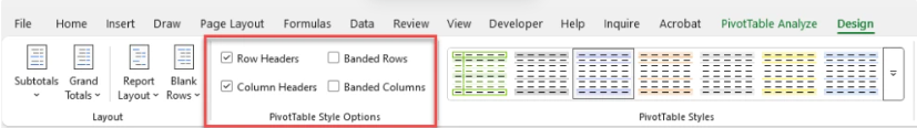 .NET Developer Solution: Spreadsheet Designer Toolbar for Pivot Table Styles