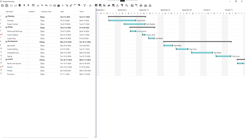 Gantt Chart UI