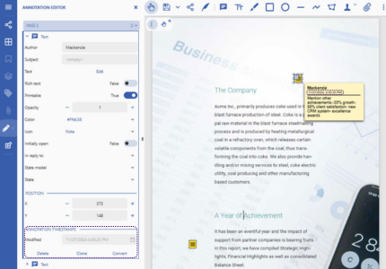 Timestamp in Annotations in JS PDF Control