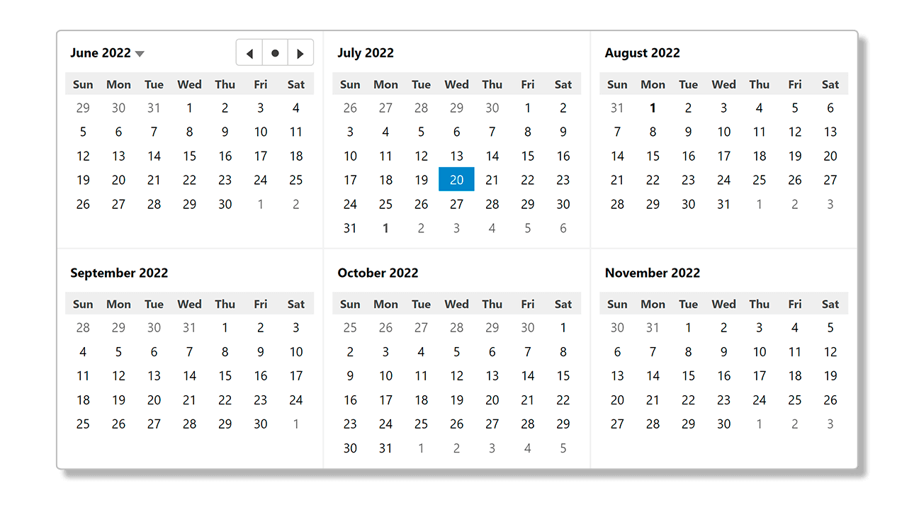 ASP.NET MVC Calendar Control