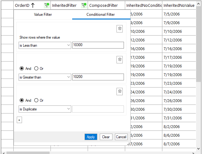 WinForms FlexGrid New Filter