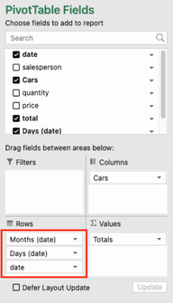 Auto-Group Date Field in Pivot Panel in JavaScript Spreadsheet Control
