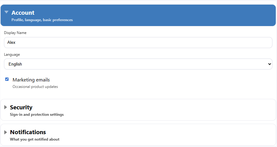 JavaScript accordion control