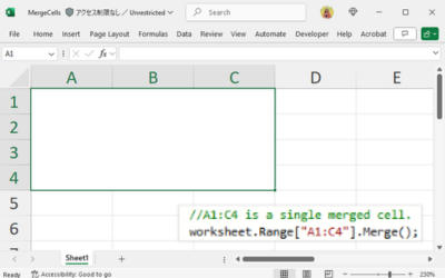 Programmatically Merge Excel File Cells using C# 