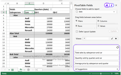 Add AI Pivot Table Suggestions to Excel-Like Web Applications