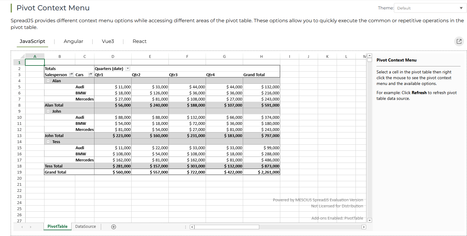 Pivot Table Context Menu