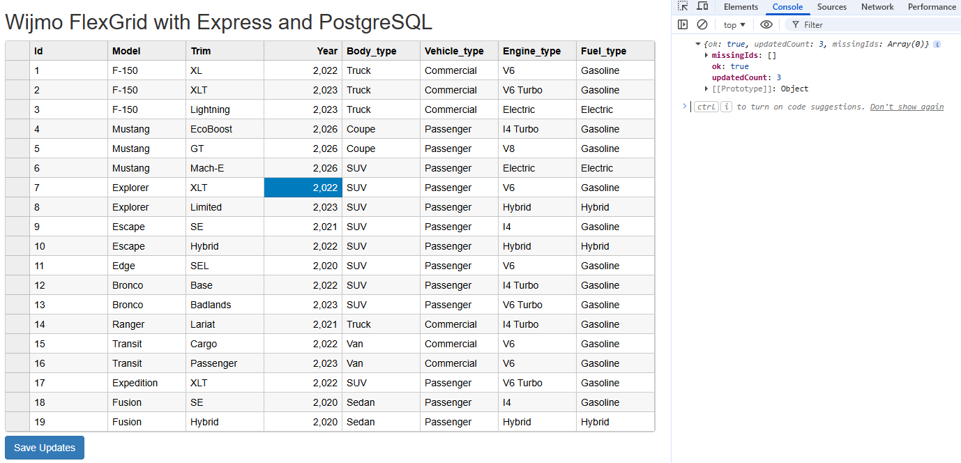 PostgreSQL Database Update