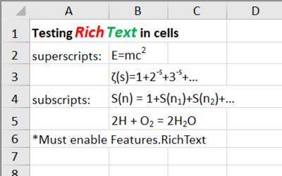 Rich Text Editing in Cells