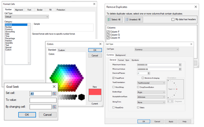 Built-In Spreadsheet Dialogs
