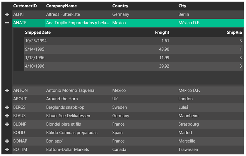 .NET DataGrid Detail Row