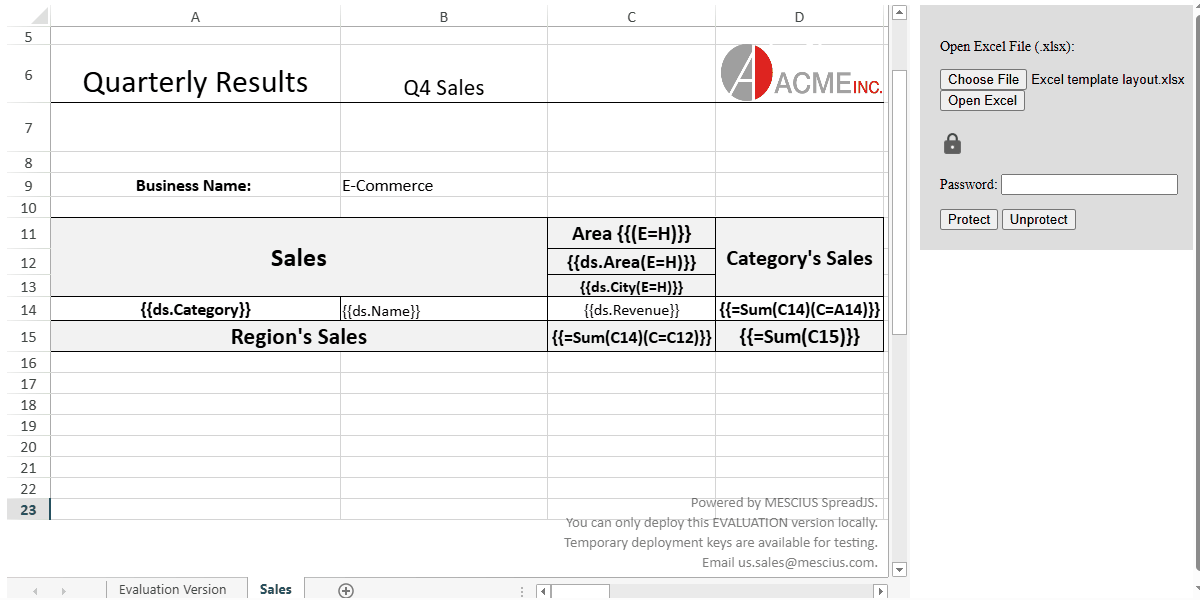 Allow Users to Protect and Unprotect a JavaScript Excel Viewer Control