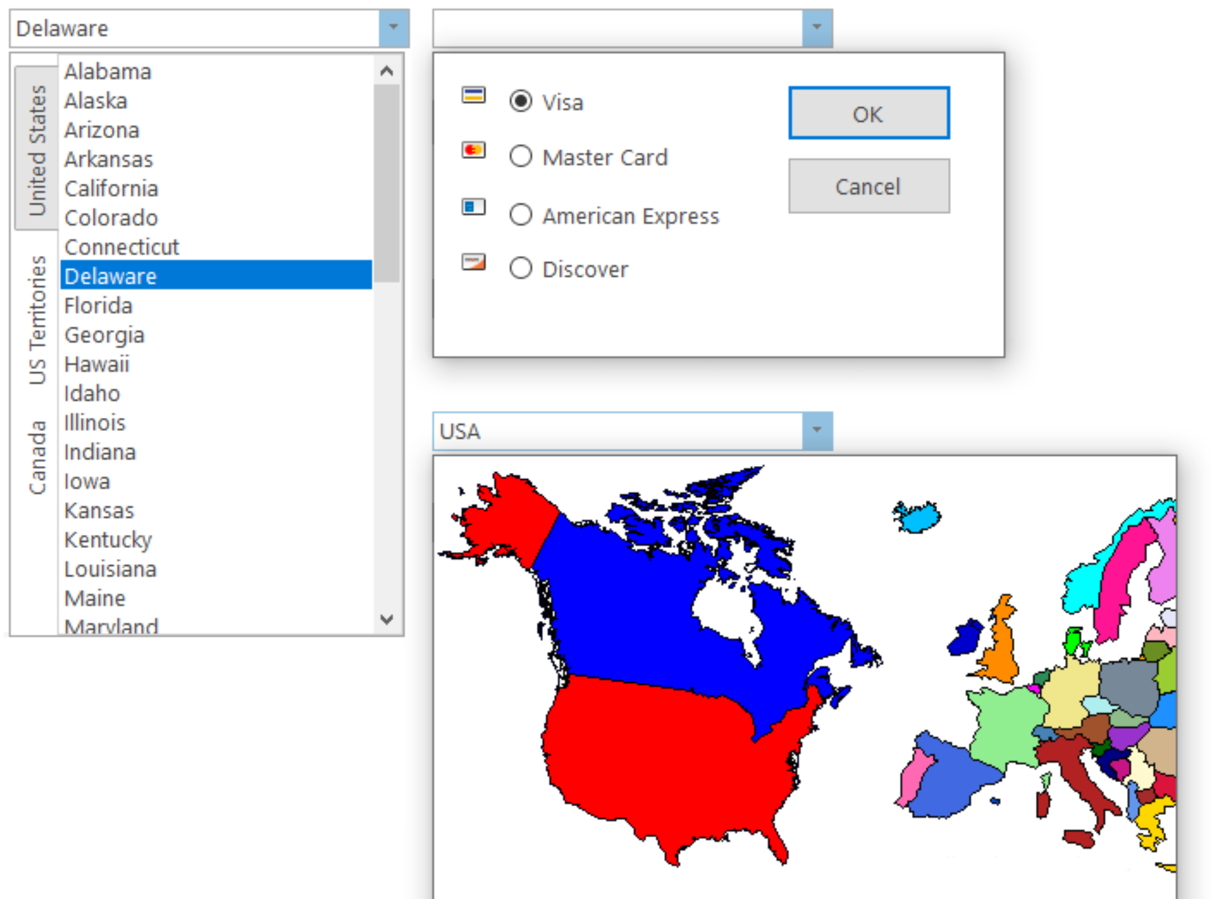 C# DropDown Controls