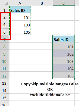 Copy Skip Invisible Ranges in .NET Spreadsheets