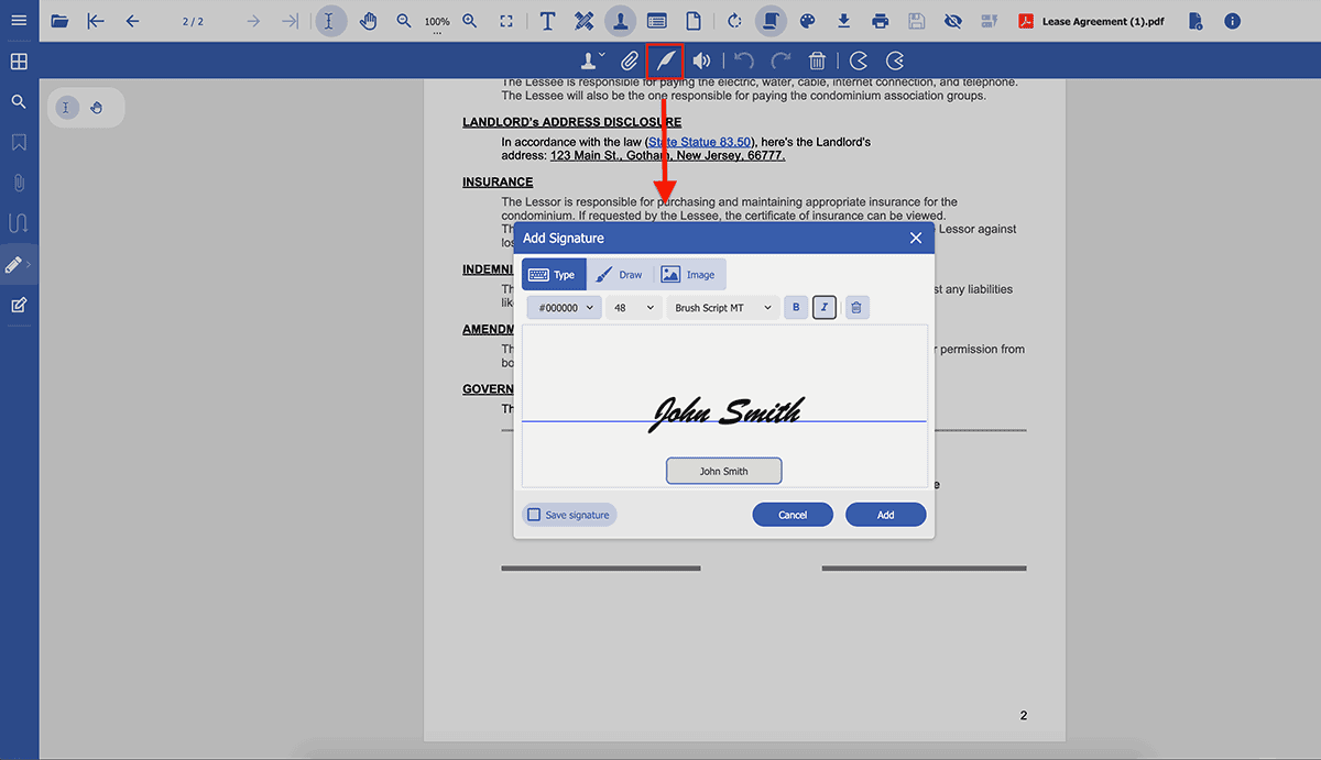 Add Graphical Signatures to PDFs using a JavaScript PDF Viewer
