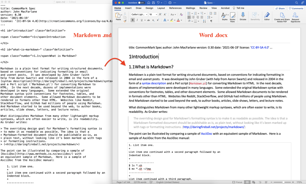 Markdown to Word
