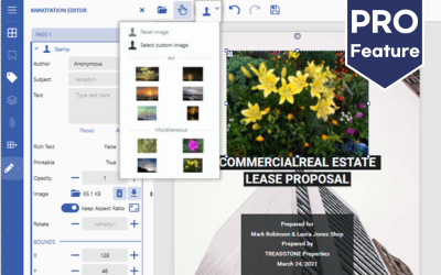 Let users add stamps to PDFs in JS web apps